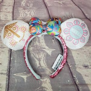 Disney Park Sequin it/'s a small world Clock Minnie Ears Bow Mickey Headband
